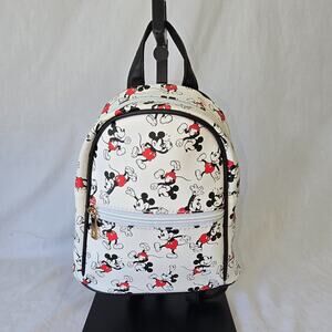 Bioworld Disney Mickey Mouse Mini Backpack White All Over Character Print EUC